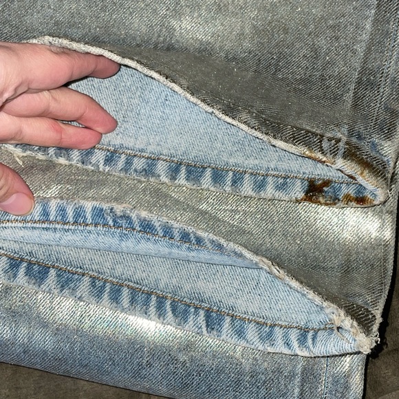 Zara NWT silver coated metallic Jean pants , with distressing at legs size 4 - Picture 7 of 7